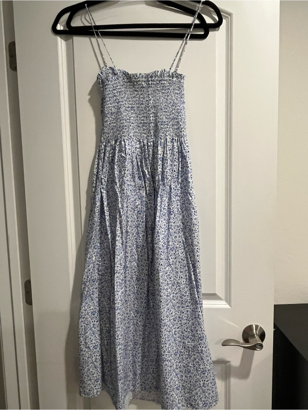 H&M Light Blue Floral Smocked Maxi Dress